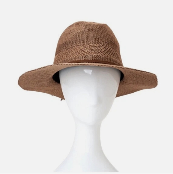Time and Tru Tan Fedora Hat with Wide Brim PACKABLE - Picture 2 of 3